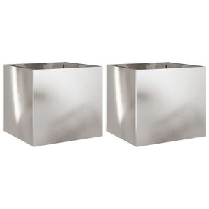 vidaXL Plantenbakken 2 st 32x30x29 cm roestvrij staal zilverkleurig