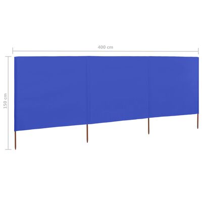 vidaXL Windscherm 3-panelen 400x120 cm stof azuurblauw