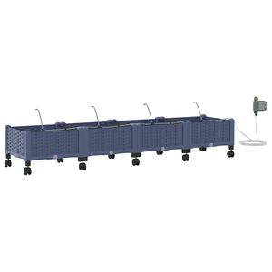 vidaXL Tuin Pot met Irrigatie en Wielen 4 st Grijs 160 x 40 x 28 cm PP