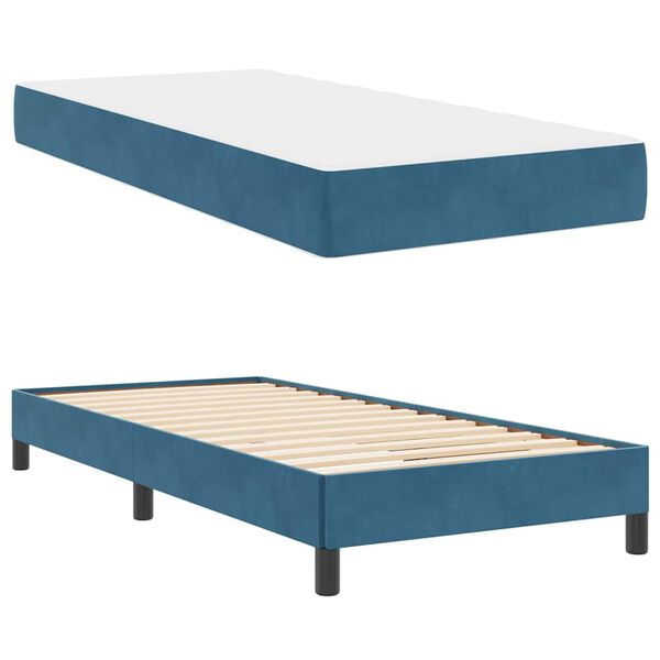 vidaXL Boxspringbed met matras Donkerblauw 90 x 210 cm Stof