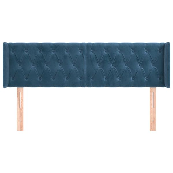 vidaXL Hoofdbord met randen 163x16x78/88 cm fluweel donkerblauw