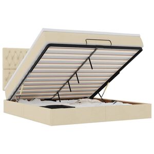 vidaXL Ottoman bed met matras 160x200cm stof cr&egrave;mekleurig