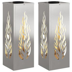 vidaXL Solar LED Pad Licht 2 pcs Roestvrij staal Roestvrij staal