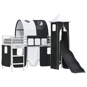 vidaXL Loftbed voor Kids Wit en zwart 74,5 x 190 cm Metaal