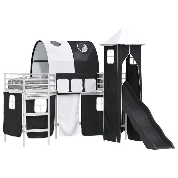 vidaXL Loftbed voor Kids Wit en zwart 74,5 x 190 cm Metaal