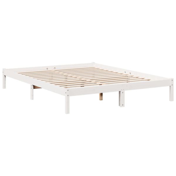 vidaXL Bedframe extra lang zonder matras grenenhout wit 140x220 cm