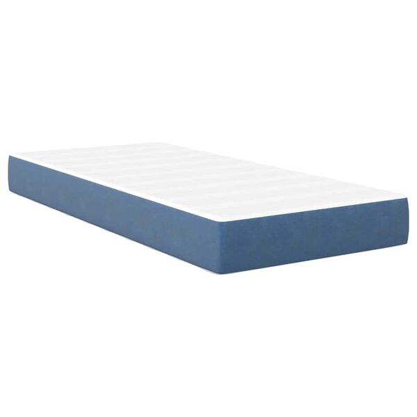 vidaXL Bedmatras met matras Blauw 80 x 200 cm Stof