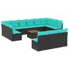 vidaXL 14-delige Loungeset met kussens poly rattan zwart