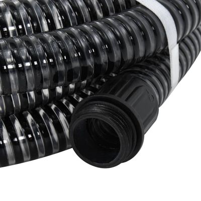 vidaXL Zuigslang met messing koppelingen 1,1'' 25 m PVC zwart