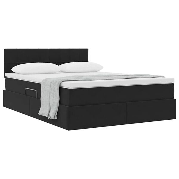 vidaXL Opslag bed met matras met hoofdeinde Zwart 140 x 190 cm Fluweel