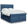 vidaXL Boxspring met matras stof blauw 160x200 cm