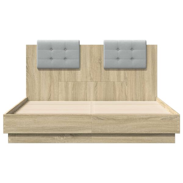 vidaXL Bedframe met hoofdeinde bewerkt hout sonoma eiken 120x190 cm