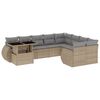 vidaXL 10-delige Loungeset met kussens poly rattan beige