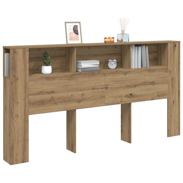 vidaXL Hoofdbordkast 200x18,5x102,5 cm bewerkt hout artisanaal eiken
