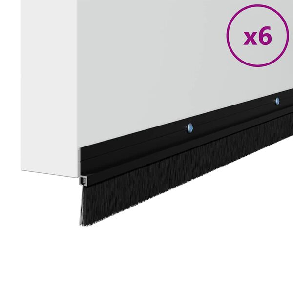 vidaXL Schroefbare Deurborstelafsluitingen 6 pcs Zwart 100 cm