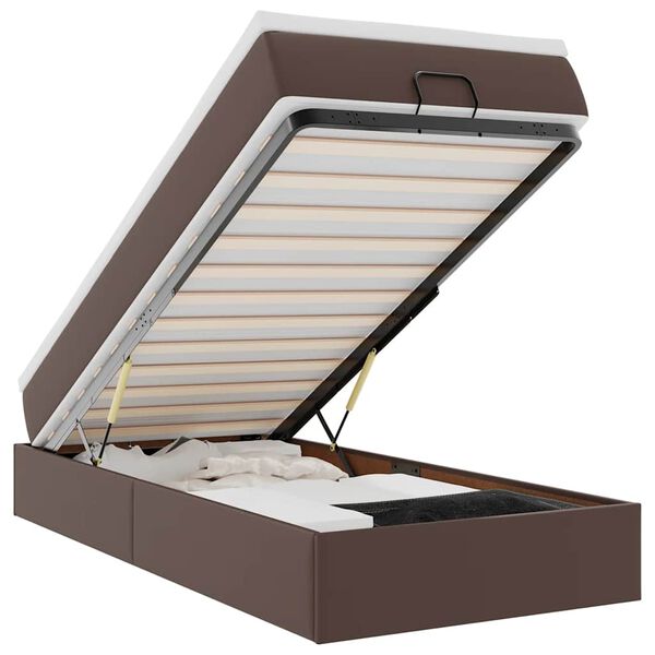 vidaXL Ottoman bed met matras 90x200cm kunstleer bruin
