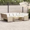 vidaXL Tuinbank met kussens poly rattan beige