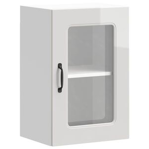 vidaXL Keukenwandkast met glazen deur Kalmar bewerkt hout hoogglanswit