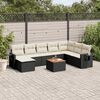 vidaXL 9-delige Loungeset met kussens poly rattan zwart