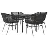 vidaXL 5-delige Tuinset met kussens poly rattan glas zwart