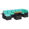 vidaXL 8-delige Loungeset met kussens poly rattan zwart