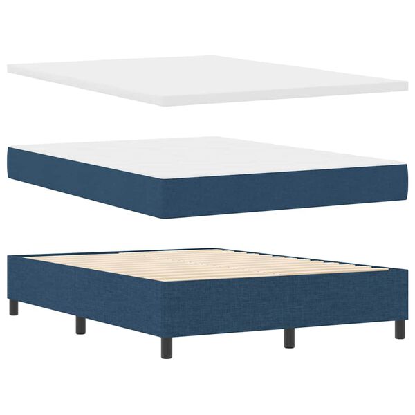 vidaXL Boxspringbed met matras met hoofdeinde Blauw 140 x 200 cm Stof