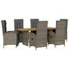 vidaXL 7-delige Tuinset met kussens poly rattan grijs