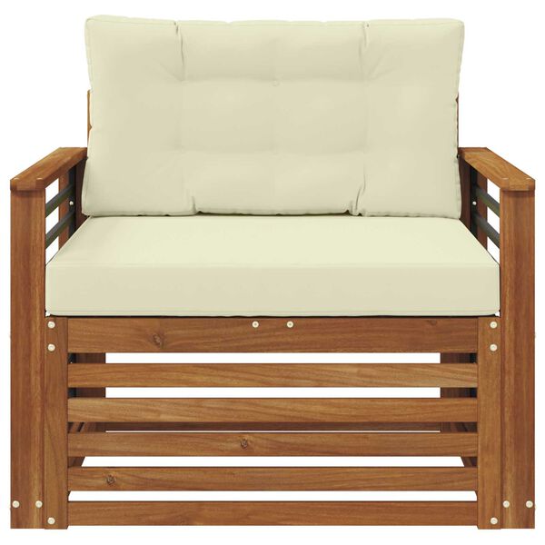 vidaXL Buiten bankenset Massief Acaciahout en Polyester Naturel