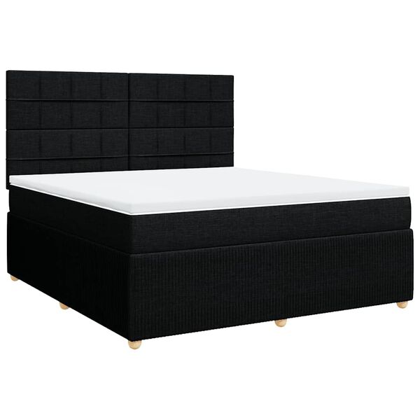 vidaXL Boxspring met matras stof zwart 180x200 cm