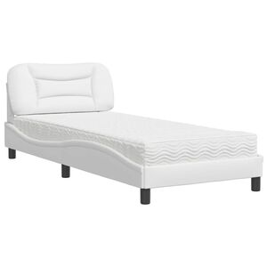 vidaXL Bed met matras "Hvar" kunstleer wit 90x200 cm