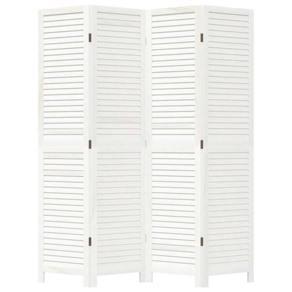 vidaXL Kamerscherm met 4 panelen massief paulowniahout wit