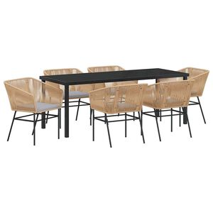 vidaXL Tuin eettafelset 7 st Bruin Gepoedercoat staal