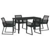 vidaXL Tuin eettafelset 5 pcs Zwart Gepoedercoat staal