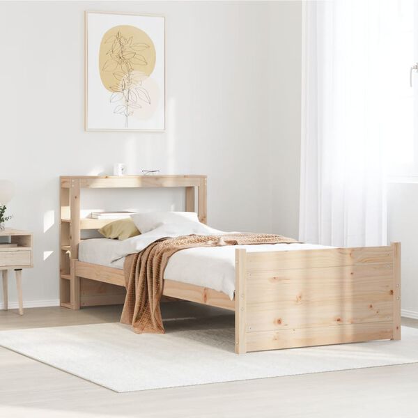vidaXL Bedframe met hoofdbord massief grenenhout 75x190 cm