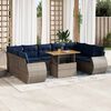 vidaXL 10-delige Loungeset met kussens poly rattan grijs