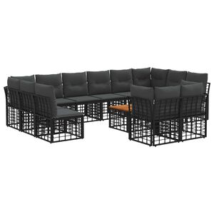vidaXL Buiten bankenset 13 pcs Zwart en Donkergrijs Polyester