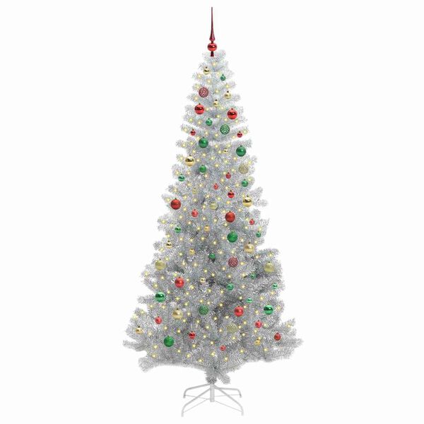 vidaXL Kerstboom met 300 LED met standaard Zilver 210 cm PET