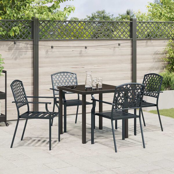 vidaXL Tuin eettafelset 5 pcs Antraciet Gepoedercoat staal