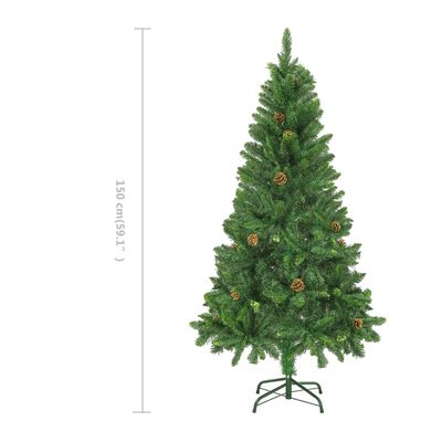 vidaXL Kunstkerstboom met dennenappels 150 cm groen