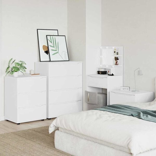 vidaXL Opslagkasten 2 pcs Wit 80 x 48 x 105 cm Bewerkt hout