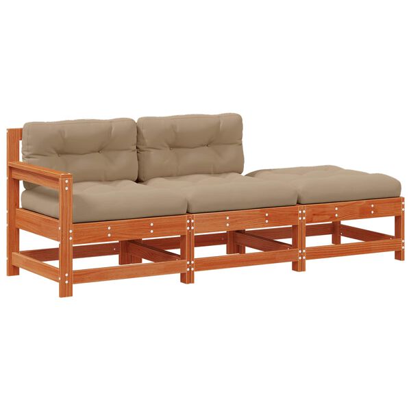 vidaXL Sectie Sofa Eenheden met kussen Wasbruin 190 x 62 x 70,5cm