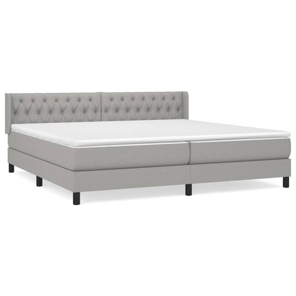 vidaXL Boxspring met matras stof lichtgrijs 200x200 cm