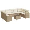 vidaXL 10-delige Loungeset met kussens poly rattan beige