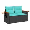 vidaXL 11-delige Loungeset met kussens poly rattan acacia zwart