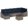 vidaXL Tuin Sofa Set met kussen Grijs en Marineblauw poly rattan