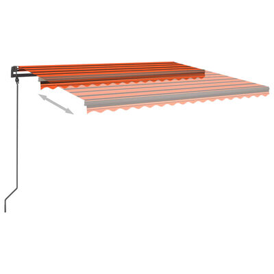 vidaXL Luifel handmatig uittrekbaar met palen 5x3,5 m oranje en bruin