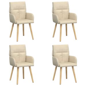 vidaXL Eettafelstoelen 4 st Stof Cr&egrave;mekleurig 60 x 56 x 93 cm