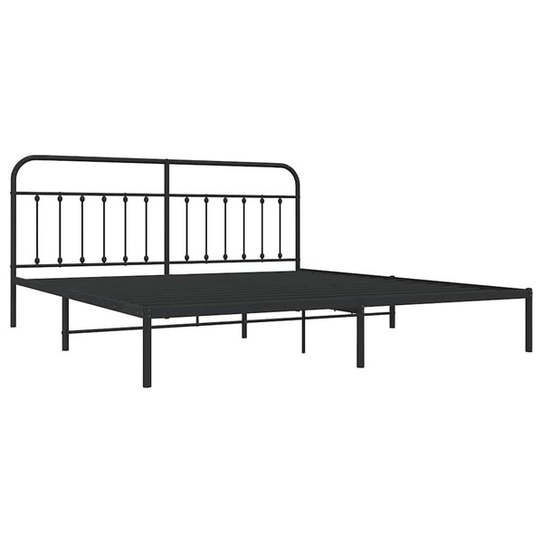 vidaXL Bedframe met hoofdbord metaal zwart 200x200 cm