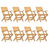vidaXL Opklapbare stoelen, 8 stuks, 55x62x90 cm, massief teakhout