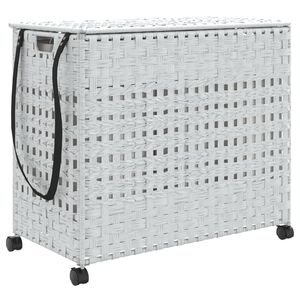 vidaXL Wasmand op wielen 66x35x60 cm rattan wit